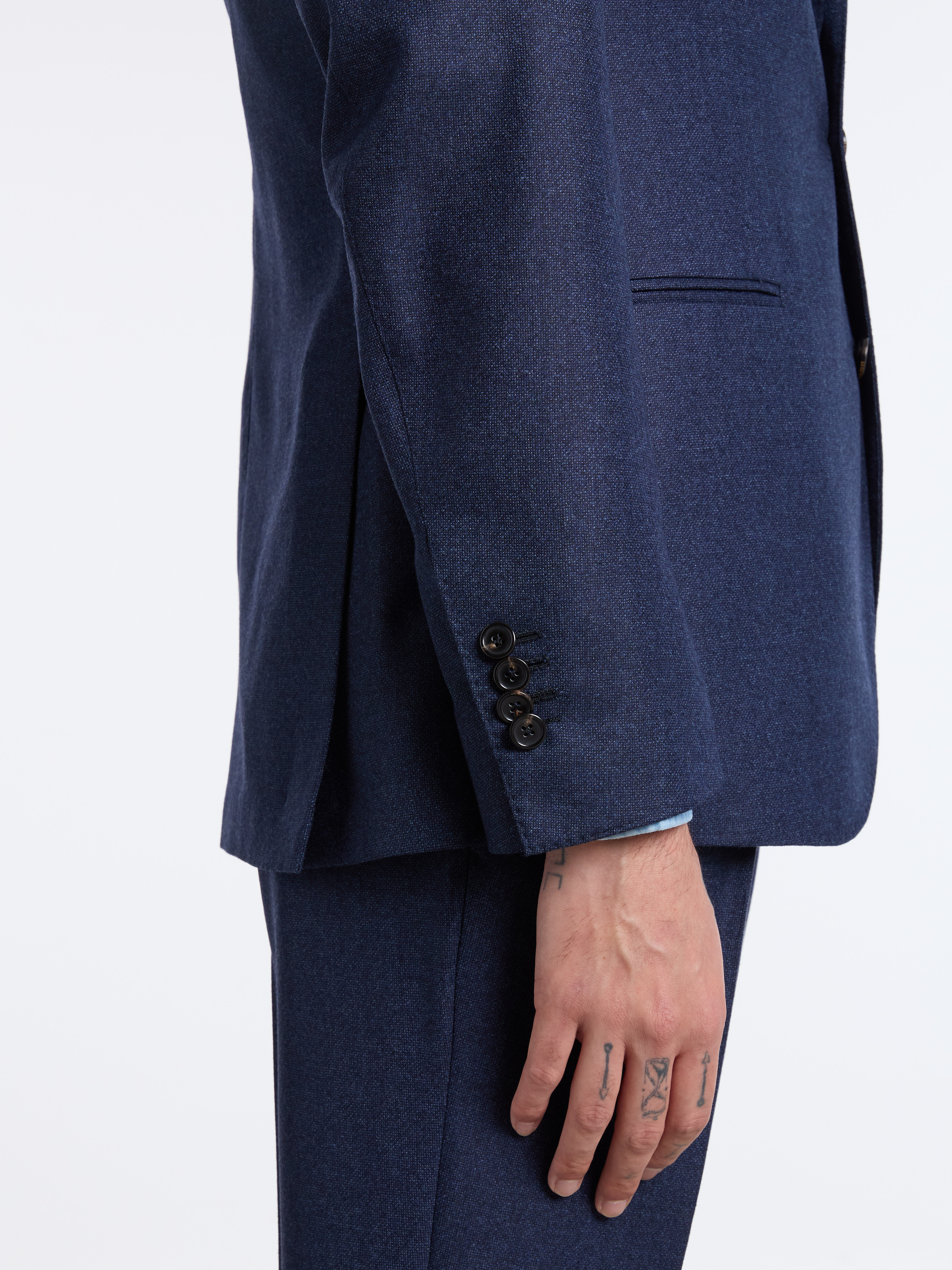 SINGLE-BREASTED PURE WOOL SUIT - BLUE - LUIGI BORRELLI - NAPOLI